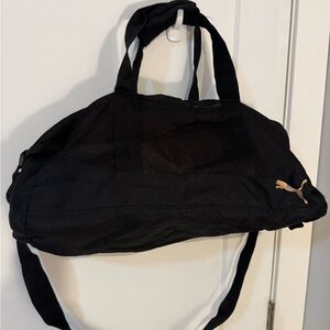 Puma Black Sports Bag with Gold Logo